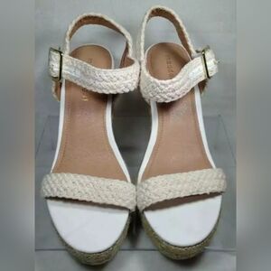 Madden Girl Womens Vanesa Espadrilles Sandals Ivory/Beige Wedge Buckle 7.5 M New